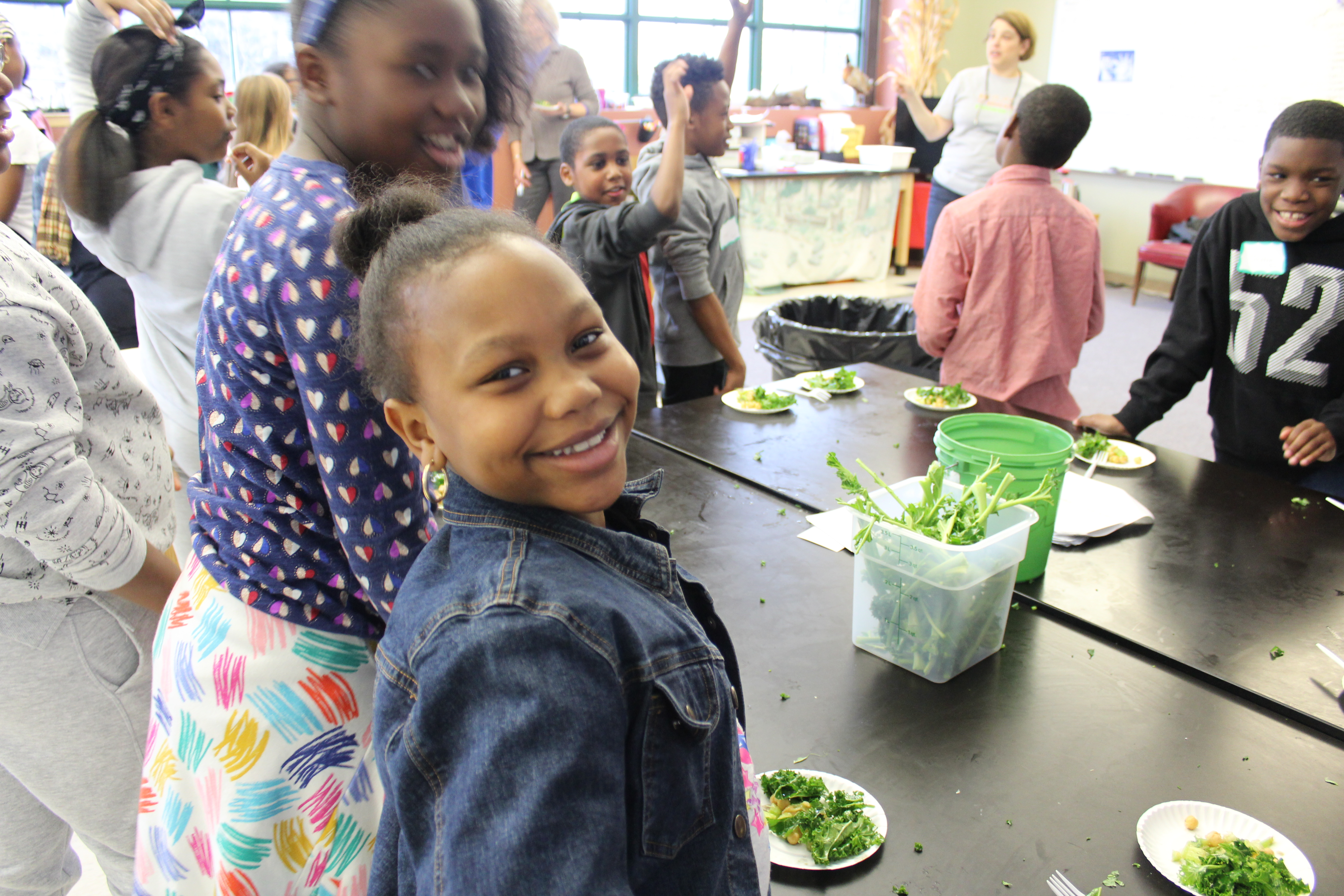 a girl at a salad tasting