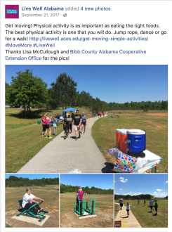 facebook post about activity