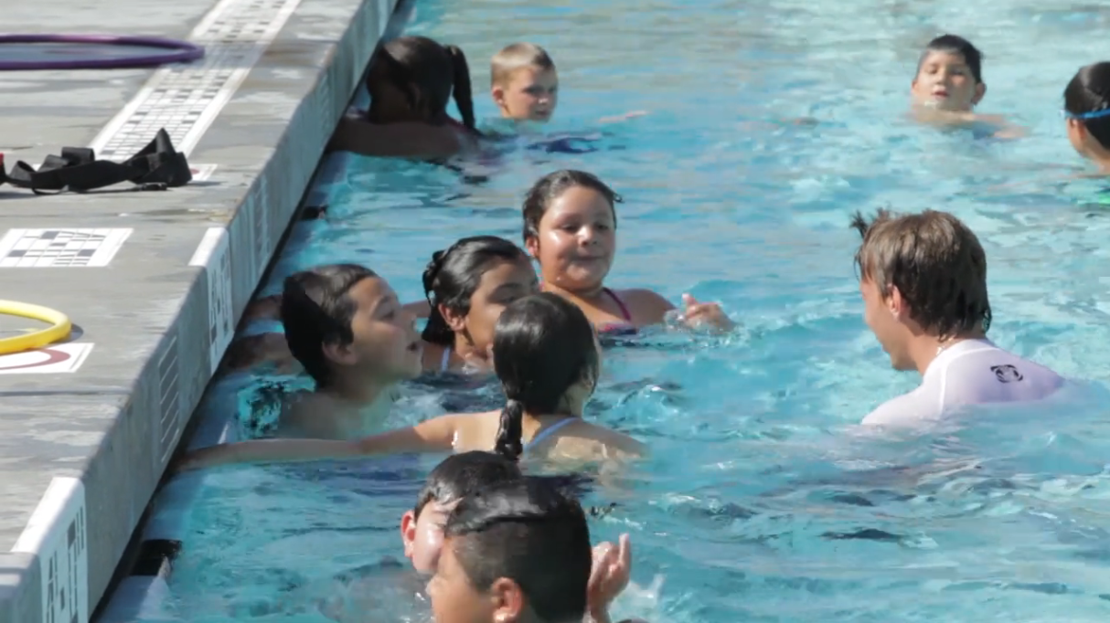children in a swimming pool