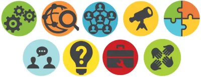 images in different colored circles