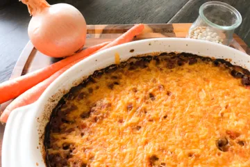 baked lentils with cheese on top