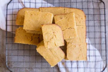 corn bread on a cooling rack