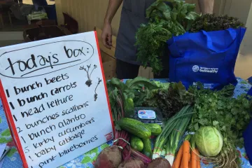 vegetables on a farmers market table