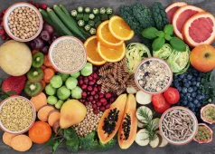 a variety of fruits, vegetables, and grains 