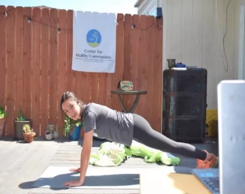 Girl doing push-up